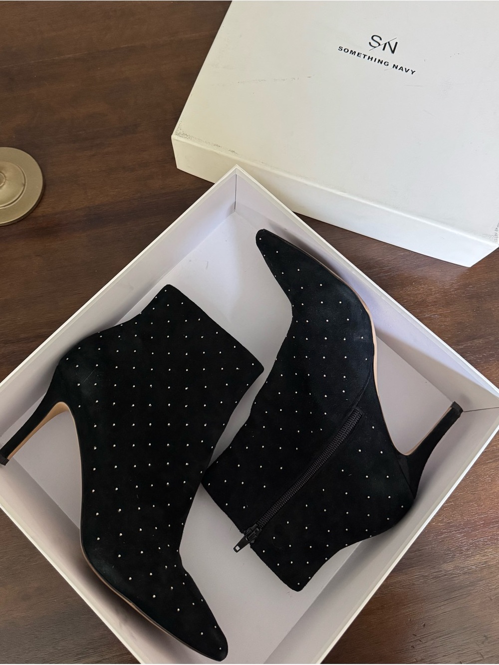 Something Navy - Eliza Studded Booties/Black Suede